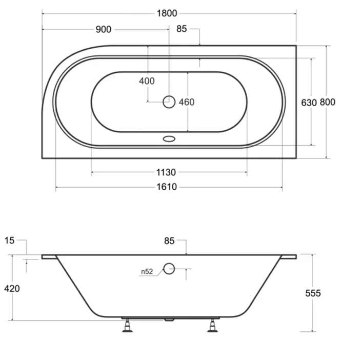 Vaňa Avita Slim+180/80l+nohy
