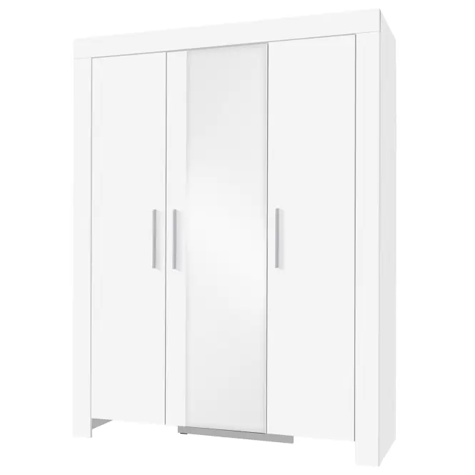 Skriňa Cezar 1 150 cm so zrkadlom – biela, trojdverová
