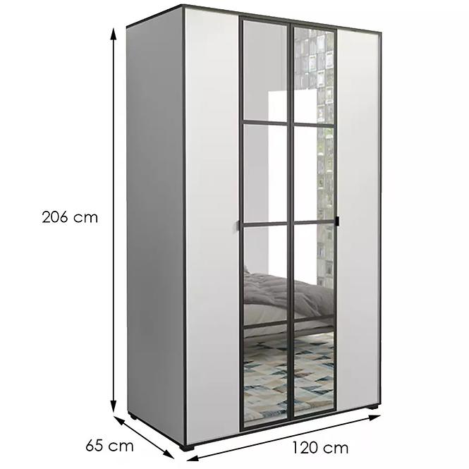 Skriňa Oslo I 120 biely/čierna/zrkadlo,3