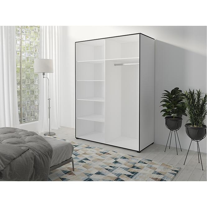 Skriňa Oslo I 150 biely/čierna/zrkadlo