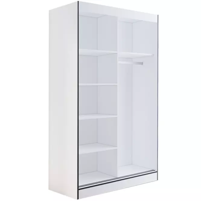 Skriňa Oslo II 120 biely/čierna/zrkadlo