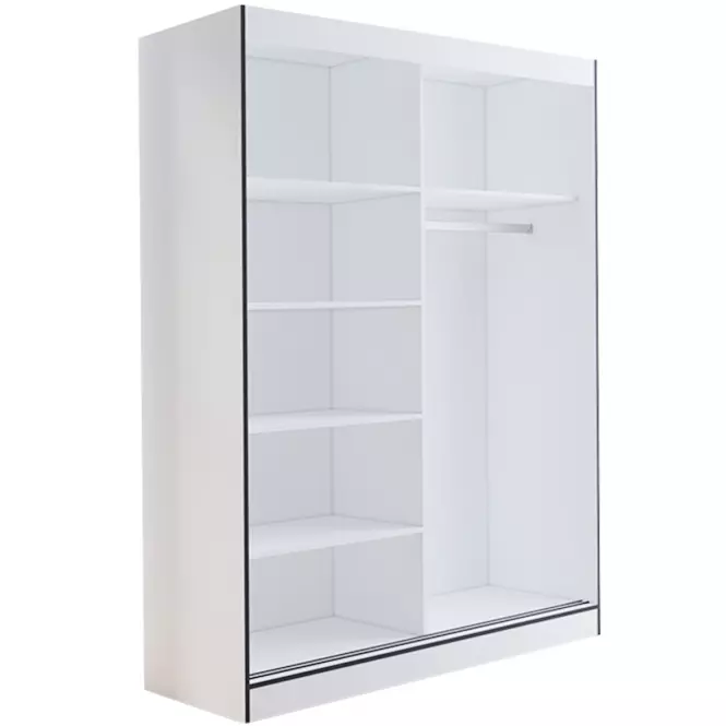 Skriňa Oslo II 150 biely/čierna/zrkadlo