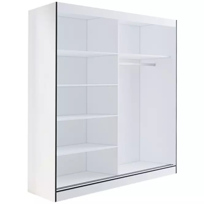 Skriňa Oslo II 180 biely/čierna/zrkadlo
