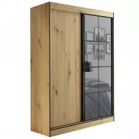 Skriňa Oslo II 150  Artisan/čierna/zrkadlo