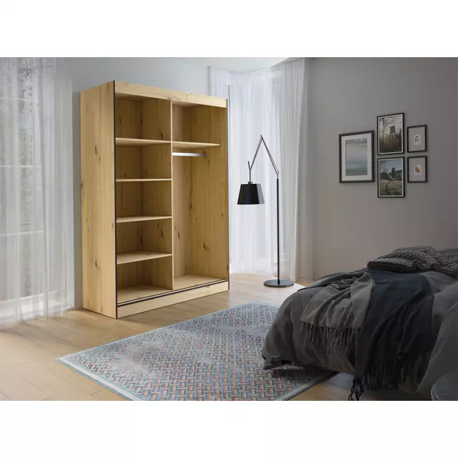 Skriňa Oslo II 150  Artisan/čierna/zrkadlo