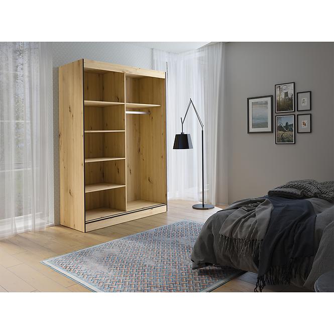 Skriňa Oslo II 150  Artisan/čierna/zrkadlo