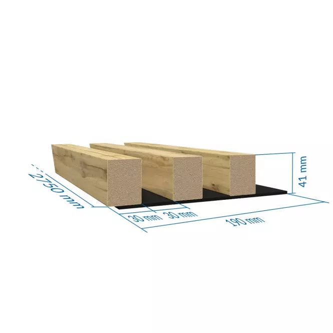 Dekoračný lamelový panel MDF na stenu dub wotan/čierny 41x190x2750 mm