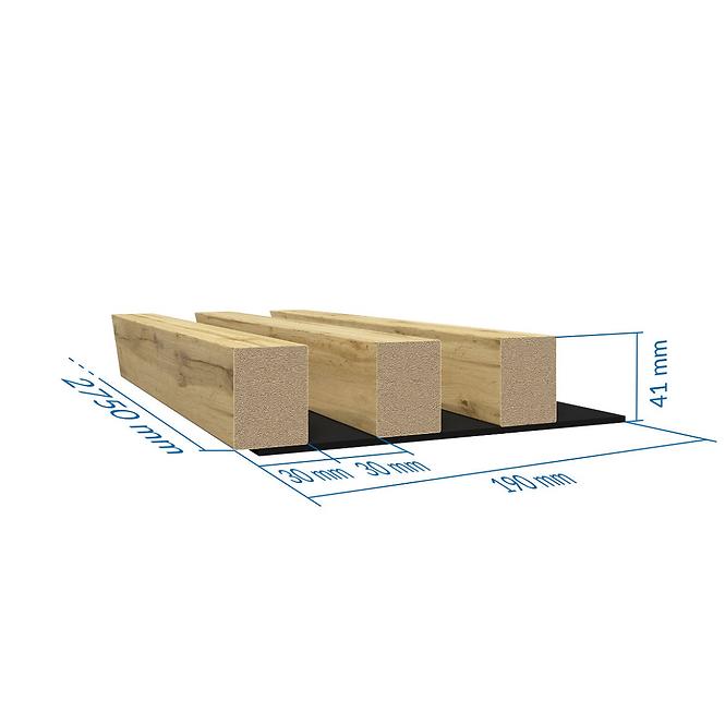Dekoračný lamelový panel MDF na stenu dub wotan/čierny 41x190x2750 mm