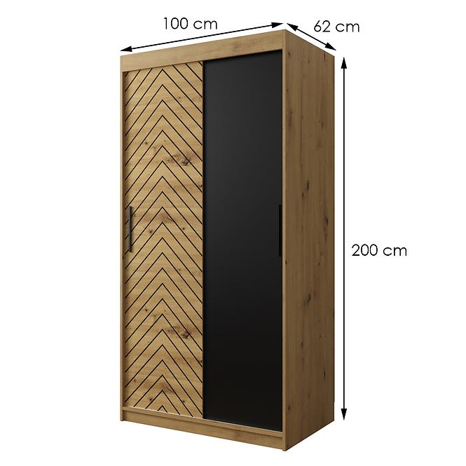 Skriňa Jodełka 100 dub Artisan/dub Artisan/čierna