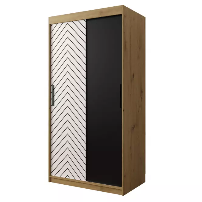 Skriňa Jodełka 100 dub Artisan/biely/čierna