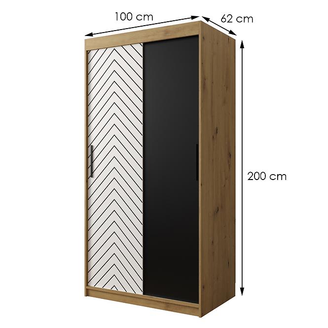 Skriňa Jodełka 100 dub Artisan/biely/čierna