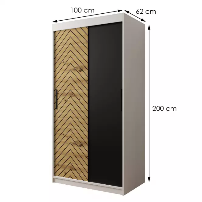 Skriňa Jodełka 100 biely/dub Artisan/čierna