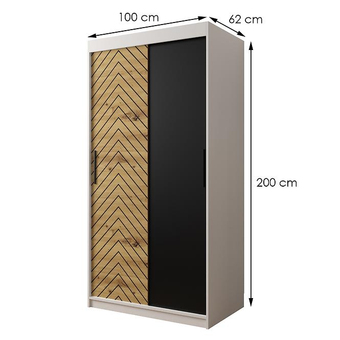 Skriňa Jodełka 100 biely/dub Artisan/čierna