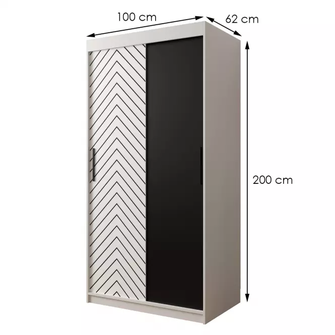 Skriňa Jodełka 100 biely/biely/čierna