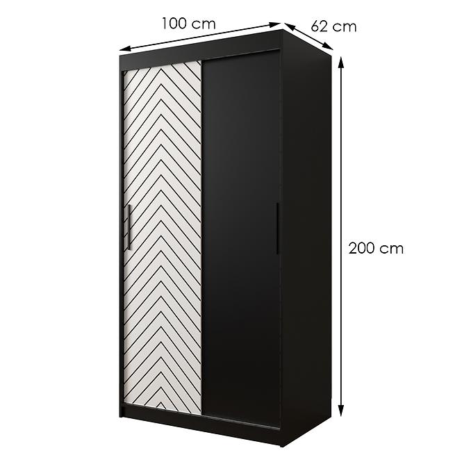 Skriňa Jodełka 100 čierna/biely/čierna