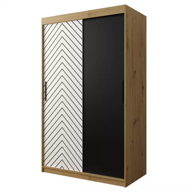Skriňa Jodełka 120 dub Artisan/biely/čierna