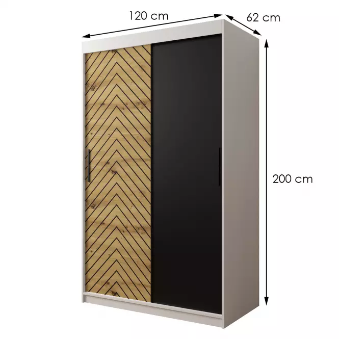 Skriňa Jodełka 120 biely/dub Artisan/čierna