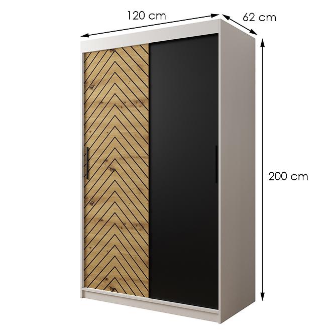 Skriňa Jodełka 120 biely/dub Artisan/čierna
