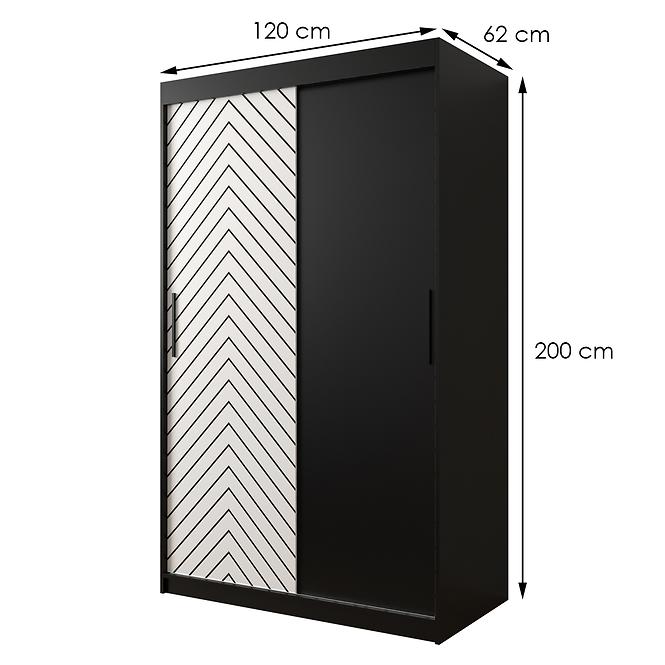 Skriňa Jodełka 120 čierna/biely/čierna