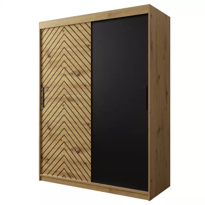 Skriňa Jodełka 150 dub Artisan/dub Artisan/čierna