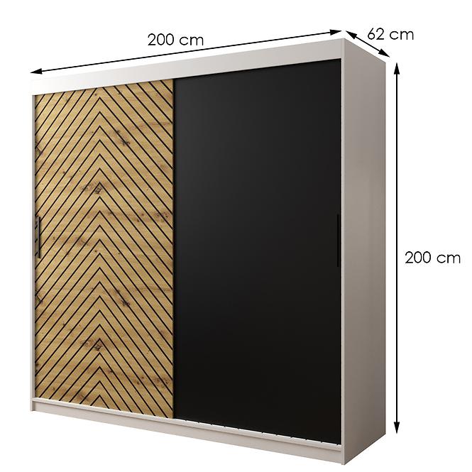 Skriňa Jodełka 200 biely/dub Artisan/čierna