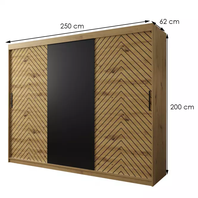 Skriňa Jodełka 250 dub Artisan/dub Artisan/čierna