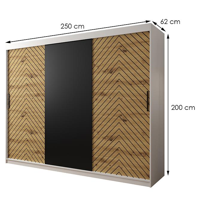 Skriňa Jodełka 250 biely/dub Artisan/čierna