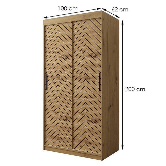 Skriňa Jodełka 1 100 dub Artisan/dub Artisan/čierna
