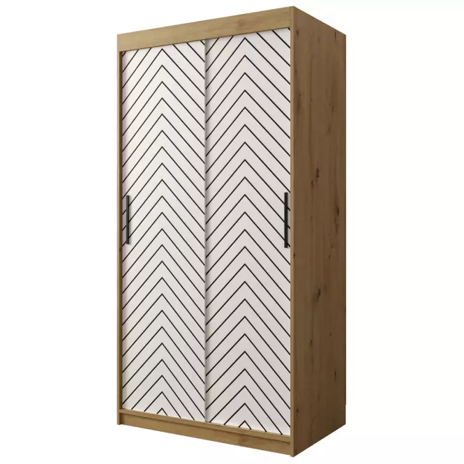 Skriňa Jodełka 1 100 dub Artisan/biely/čierna