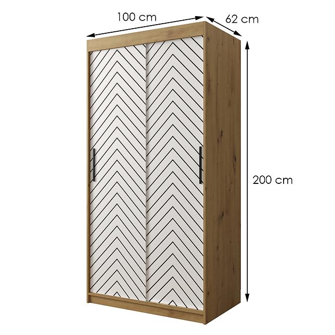 Skriňa Jodełka 1 100 dub Artisan/biely/čierna