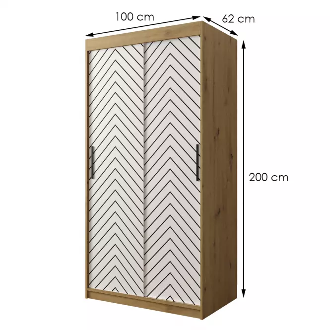 Skriňa Jodełka 1 100 dub Artisan/biely/čierna,2