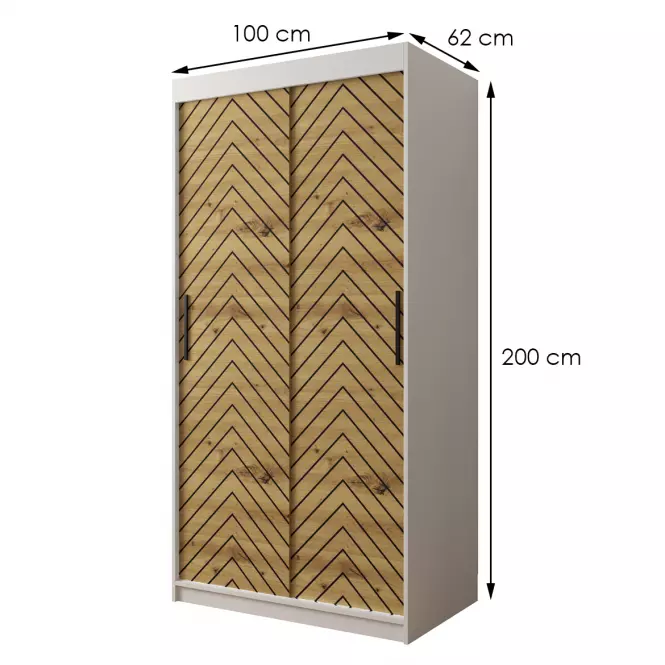 Skriňa Jodełka 1 100 biely/dub Artisan/čierna