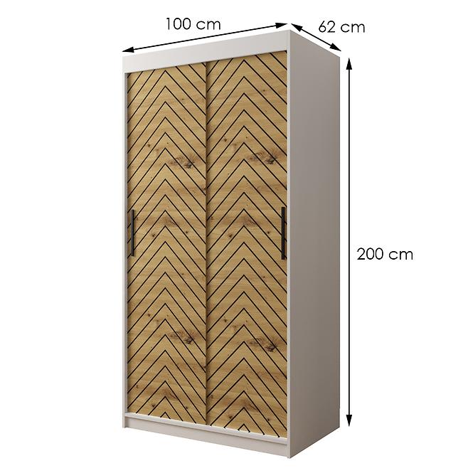 Skriňa Jodełka 1 100 biely/dub Artisan/čierna