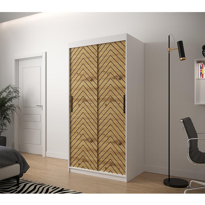 Skriňa Jodełka 1 100 biely/dub Artisan/čierna