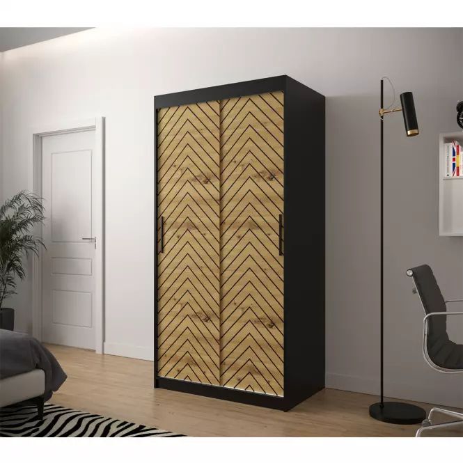 Skriňa Jodełka 1 100 čierna/dub Artisan/čierna