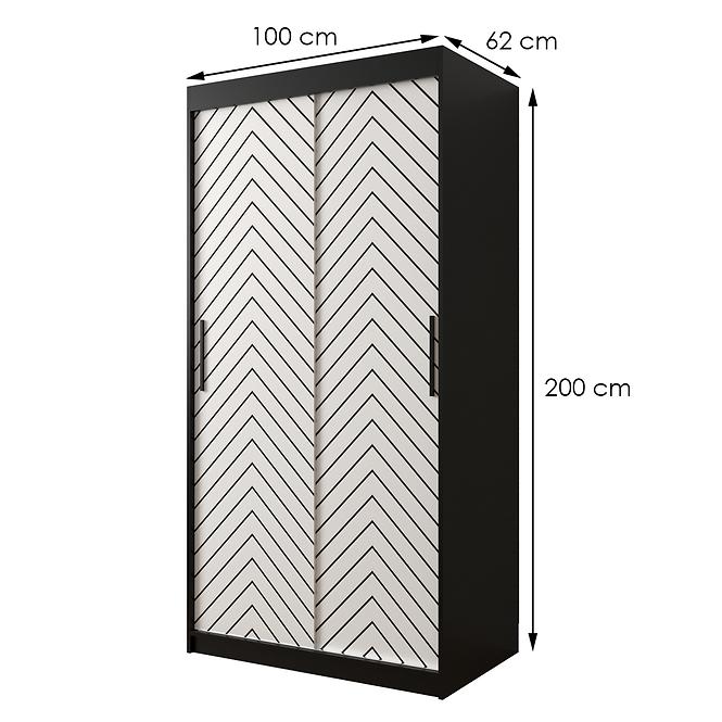 Skriňa Jodełka 1 100 čierna/biely/čierna,2