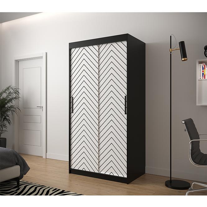 Skriňa Jodełka 1 100 čierna/biely/čierna,4
