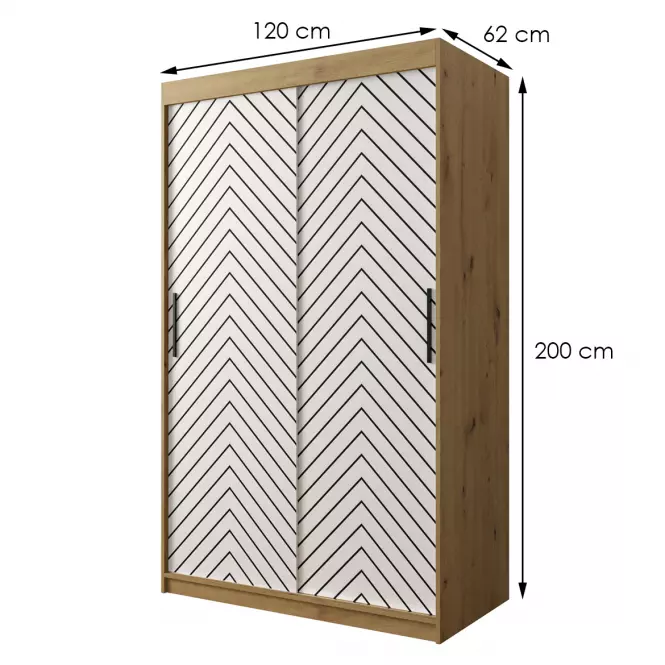 Skriňa Jodełka 1 120 dub Artisan/biely/čierna