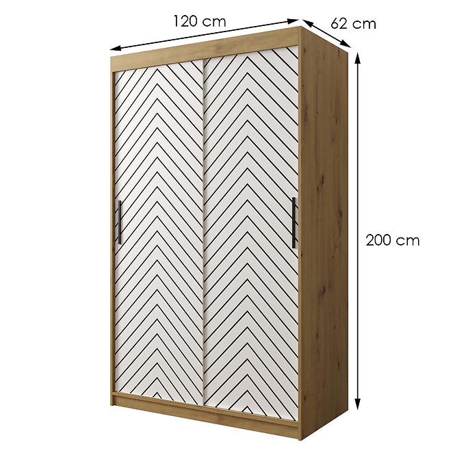 Skriňa Jodełka 1 120 dub Artisan/biely/čierna