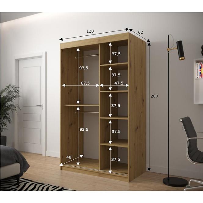 Skriňa Jodełka 1 120 dub Artisan/biely/čierna