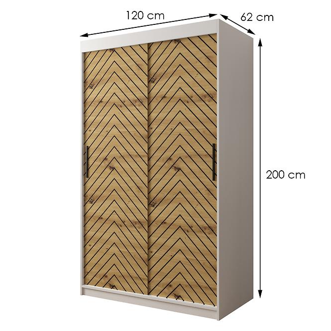 Skriňa Jodełka 1 120 biely/dub Artisan/čierna