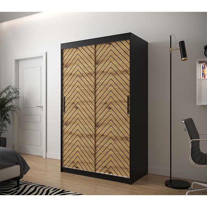 Skriňa Jodełka 1 120 čierna/dub Artisan/čierna