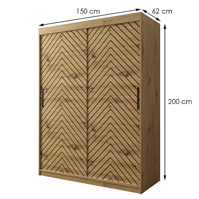 Skriňa Jodełka 1 150 dub Artisan/dub Artisan/čierna