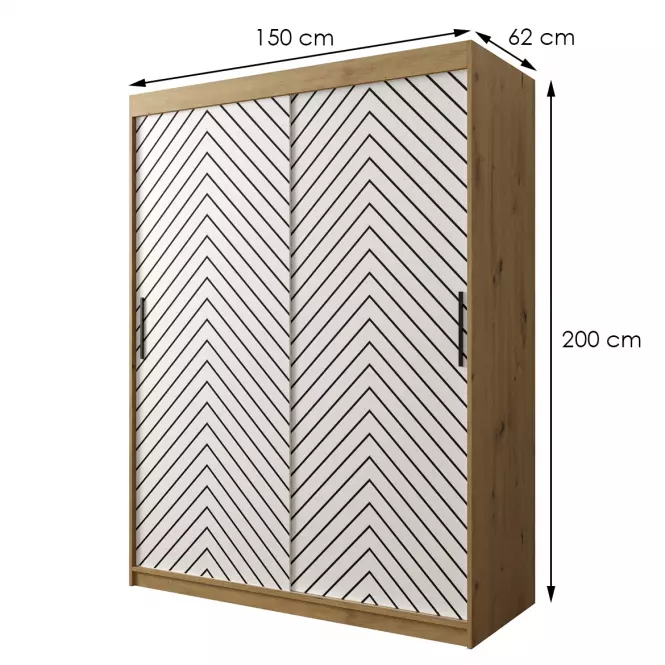 Skriňa Jodełka 1 150 dub Artisan/biely/čierna
