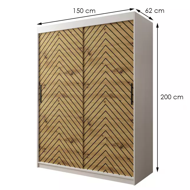 Skriňa Jodełka 1 150 biely/dub Artisan/čierna