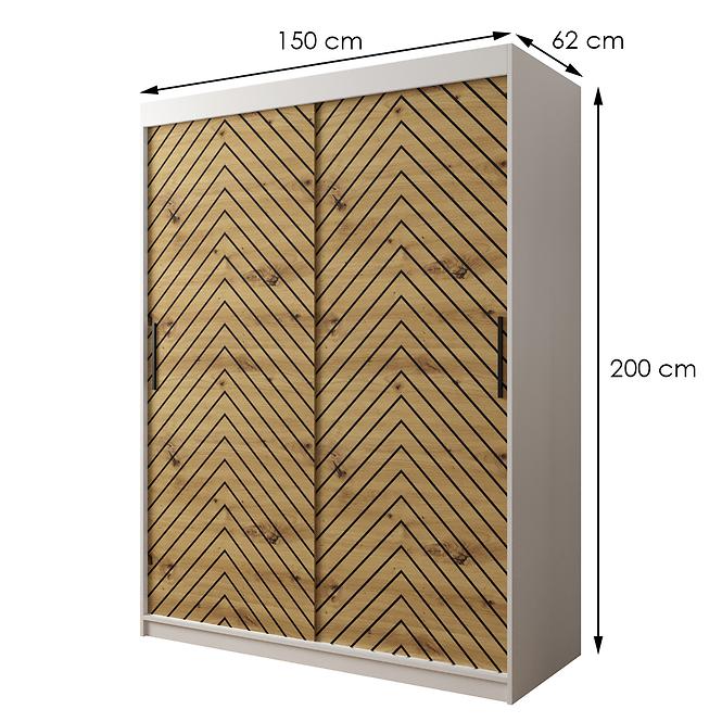 Skriňa Jodełka 1 150 biely/dub Artisan/čierna