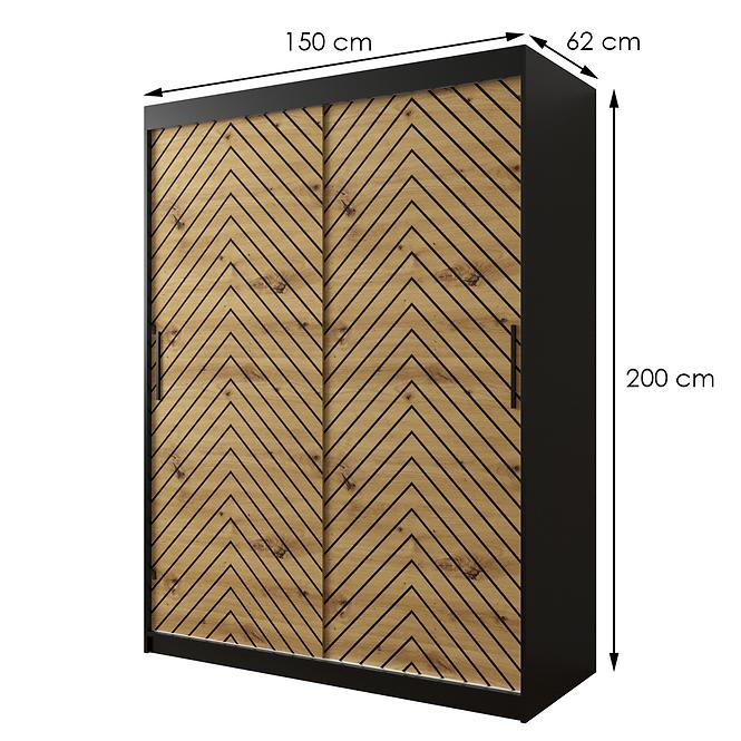 Skriňa Jodełka 1 150 čierna/dub Artisan/čierna