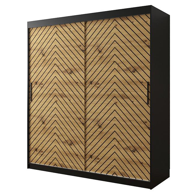 Skriňa Jodełka 1 180 čierna/dub Artisan/čierna,2