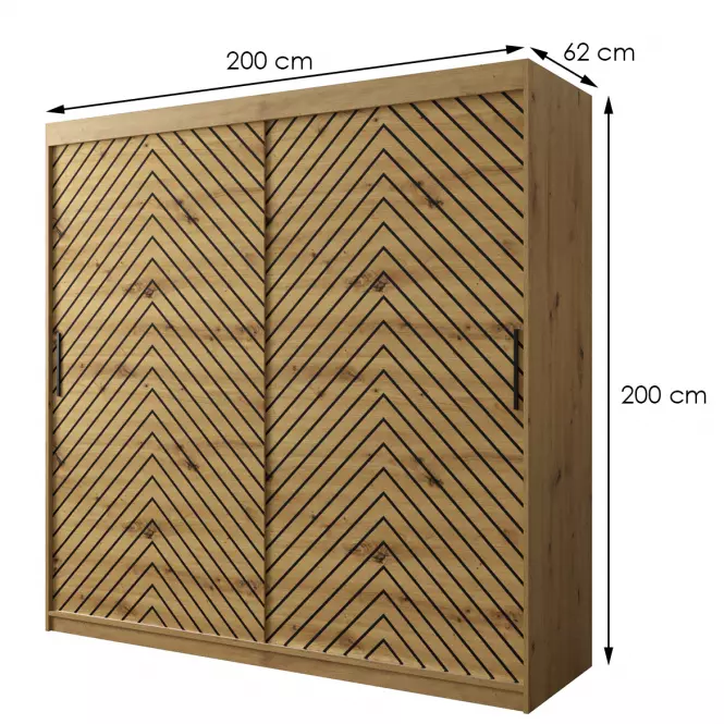 Skriňa Jodełka 1 200 dub Artisan/dub Artisan/čierna