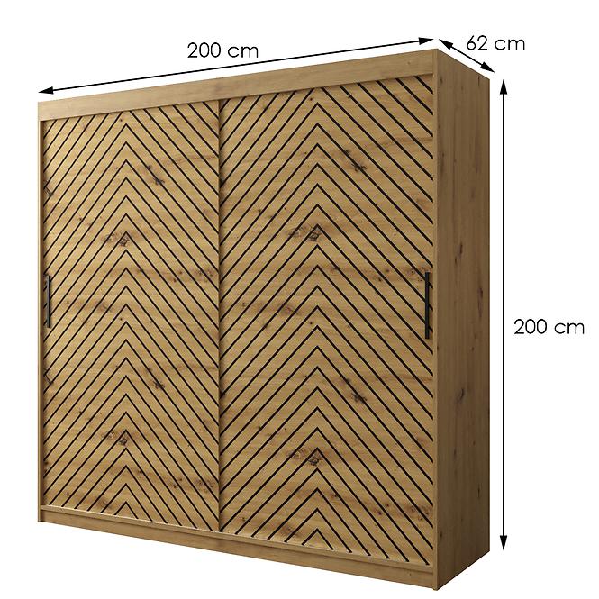 Skriňa Jodełka 1 200 dub Artisan/dub Artisan/čierna